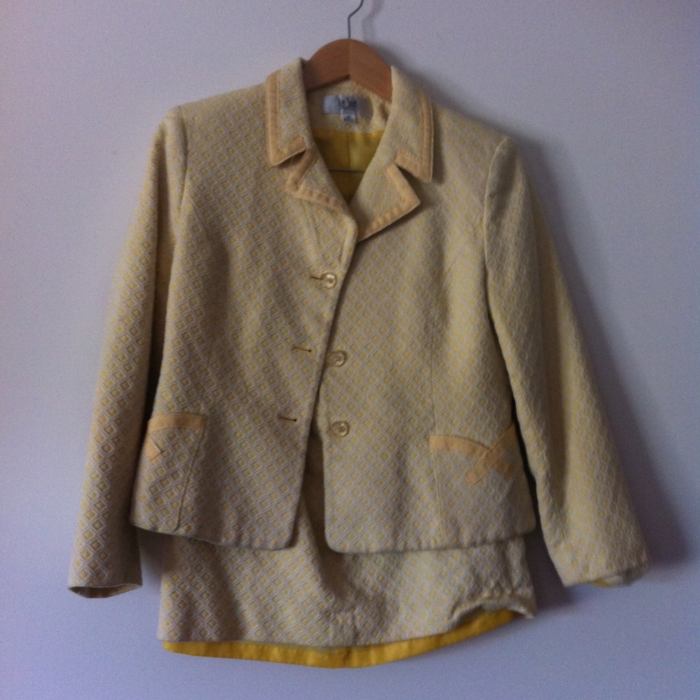 Le Suite Yellow Blazer with Matching Skirt